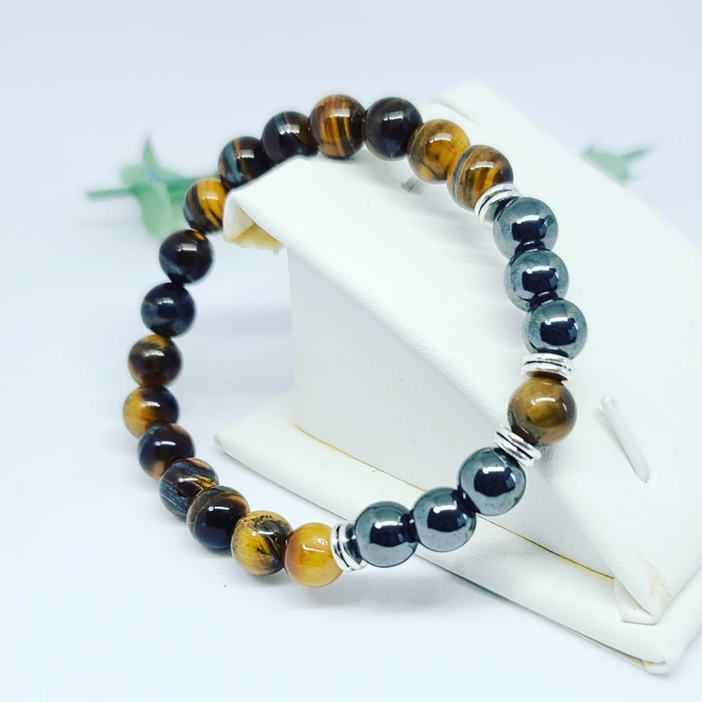 Tiger Eye and Hematite Unisex Bracelet